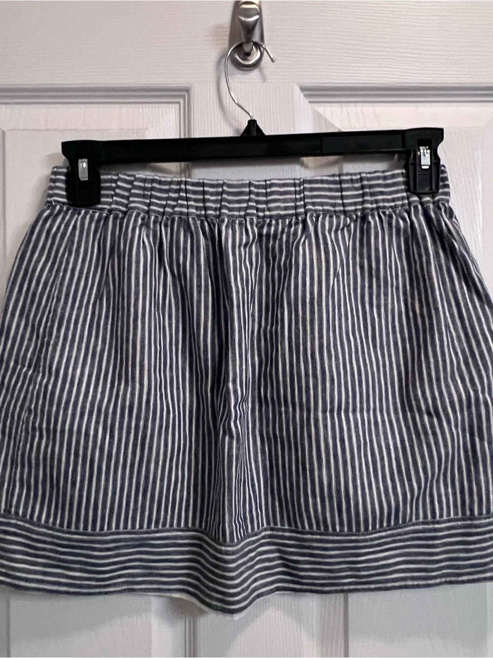 J.CREW Women's Skirt Pull On Linen Blend Railroad Stripe Pockets Size Small